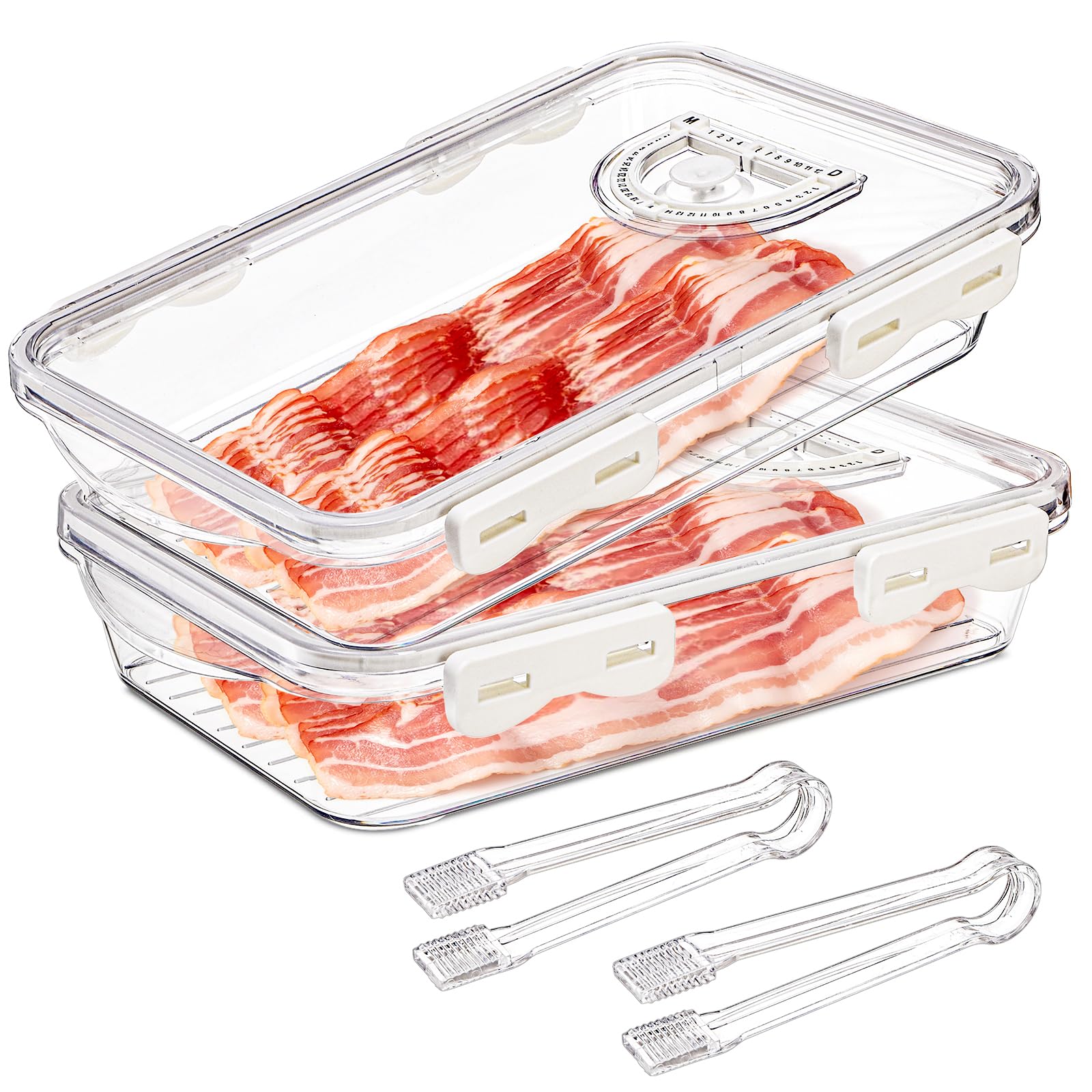 Photo 1 of Okllen Bacon Container (2 Pack) with Tongs