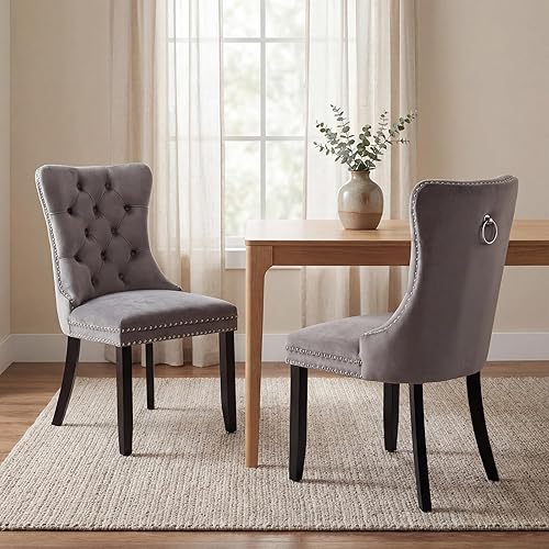 Miniatura 28 de Sillas de Comedor Juego de 4 sillas de comedor de terciopelo azul claro, Silla tapizada de tela para cocina y comedor, sillas de comedor modernas de