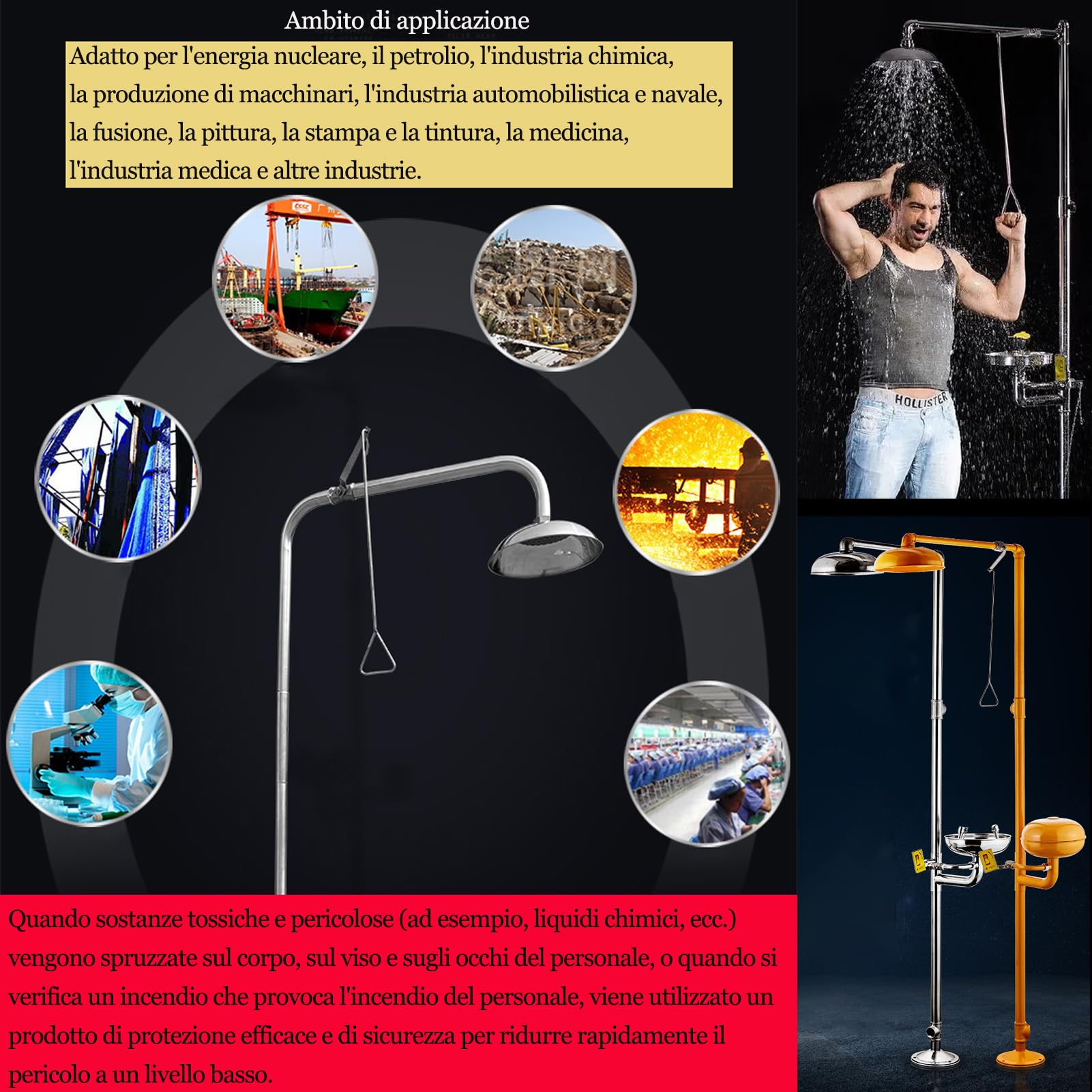 Stazione lavaocchi doccia emergenza combinazione 2 in 1 per fabbrica ufficio laboratorio