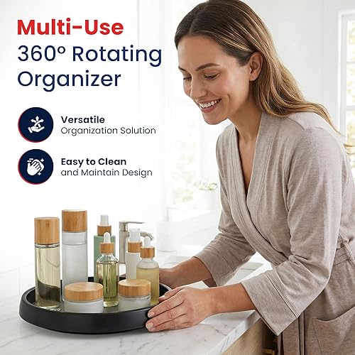 Miniatura 6 de Oizeir Lazy Susan de 10 pulgadas (juego de 4) – Plataforma giratoria antideslizante para gabinete para maximizar el almacenamiento y simplificar la