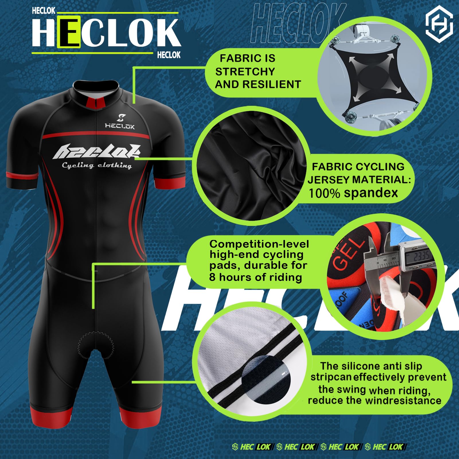 Homme Pro Trifonction Manches Courtes Sports de Plein Air Vêtements de Triathlon＋Rembourré,Combinaison de Cyclisme Homme Body,Tri-Costume d'une Pièce,Course à Pied,Vélo,Natation