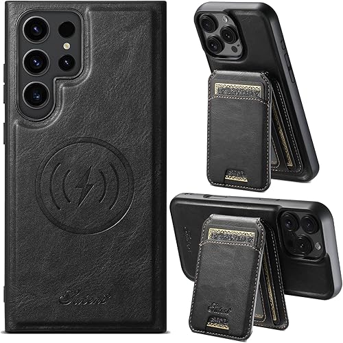 Miniatura 22 de PASNEW para iPhone 17 Estuche, Compatible con Carga Inalámbrica Magsafe Soporte para Tarjetas Cartera de Cuero Protección Magnética A Prueba de