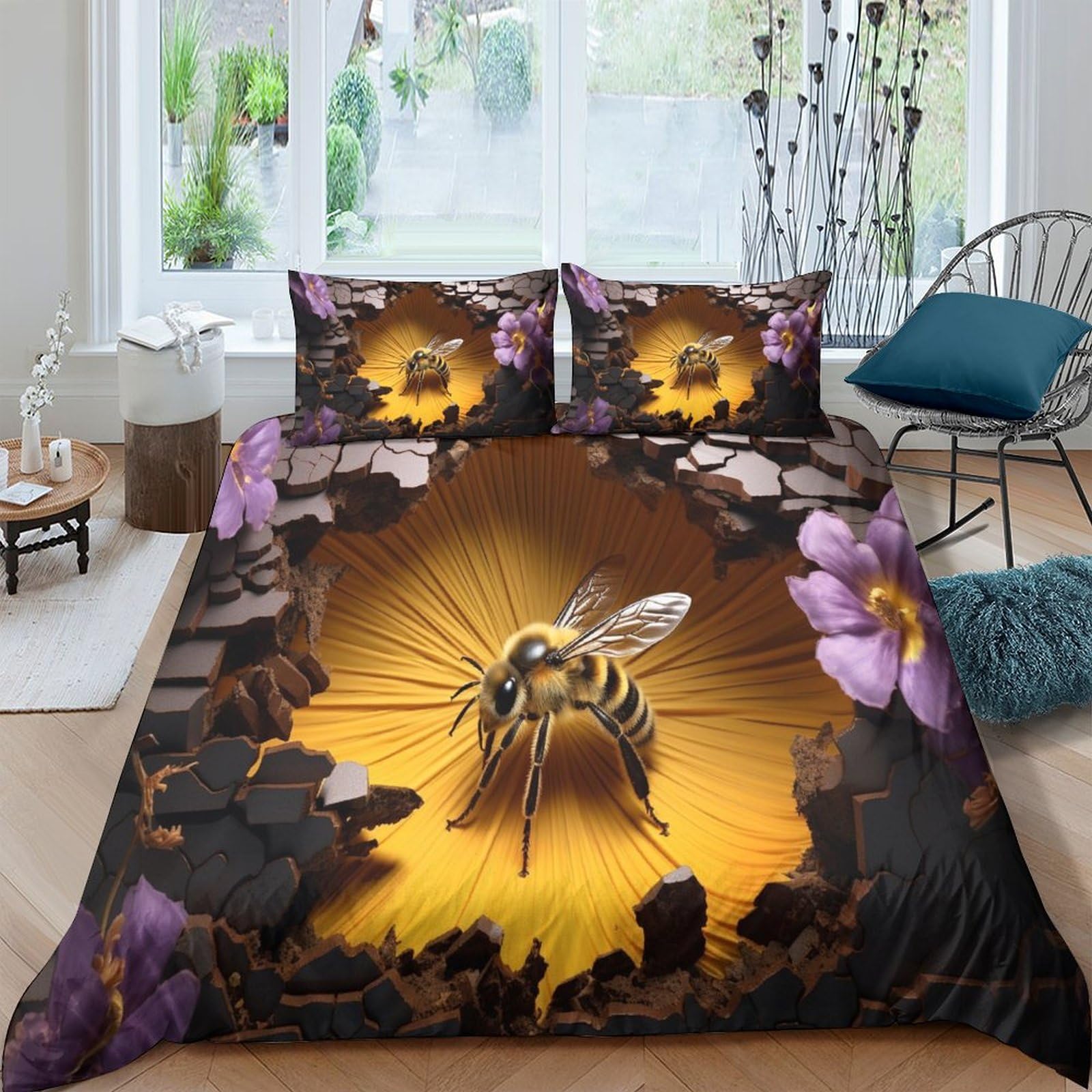 Parure de lit 200x200 cm style nature pour relooker une chambre d'adolescent moderne