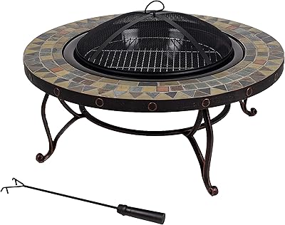 Amazon Com Titan Outdoors 32 Steel Fire Ring With Cooking Grate Campfire Pit Park Grill Bbq Camping Trail Garden Outdoor