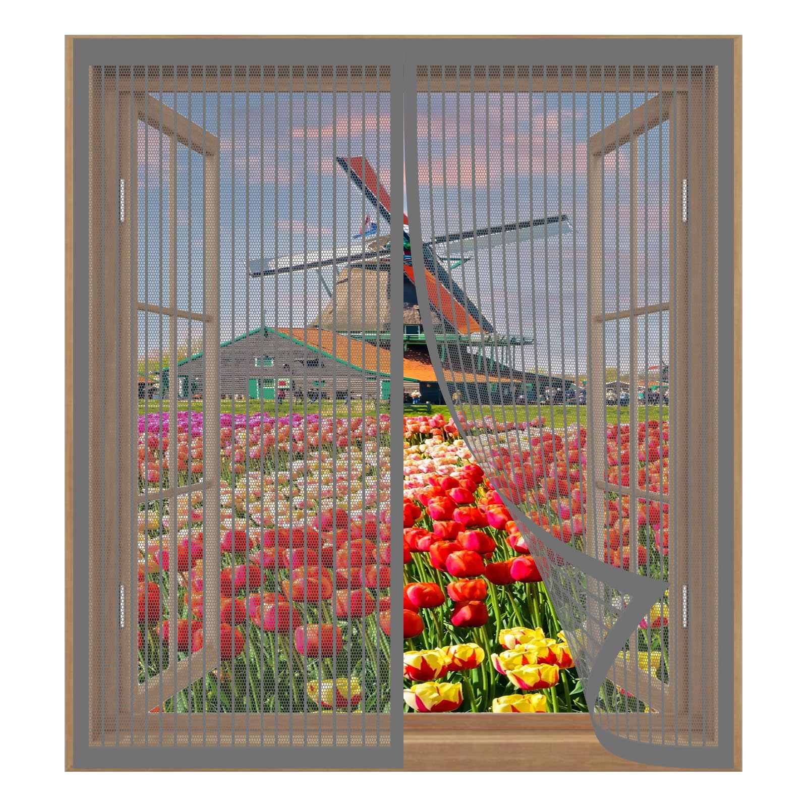 Yuanwan Grey Magnetic Fly Screens 109 X 93 Cm Easy Installation No Drilling Or Screwing Magnetic Fly Screen Door Window For Windows Nets To Keep Bugs Out,