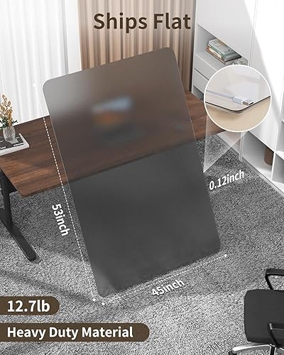 Miniatura 10 de Blvornl Tapete transparente esmerilado para silla de pelo alto y suelo de madera dura, 32.3 x 53 pulgadas, tapete de silla de material duro