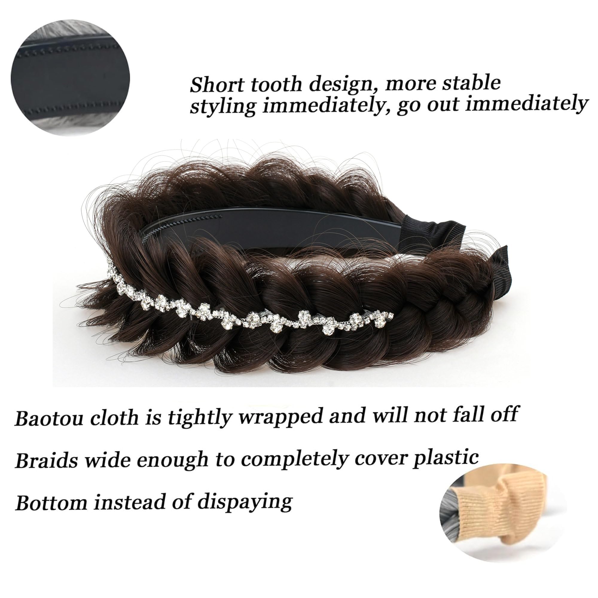 Amazon.com : STHEJFB Wide Fishtail Braid Braided Headband  display picture 2