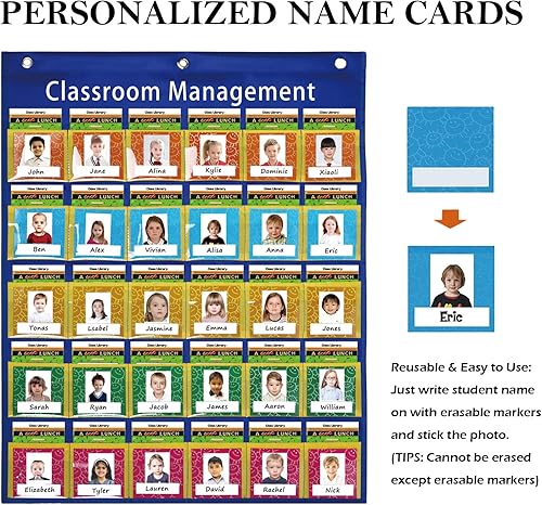 Miniatura 4 de Tabla de bolsillo para organización de pared preescolar, tabla de comportamiento para tareas de asistencia a clases, suministros de enseñanza para