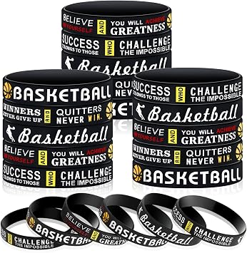 Charniol 36 Pieces Basketball Bracelets Basketball Silicone Wristbands Party Favors for Boys Teenagers Sports Party Motivational Birthday Decorations, 3 Styles