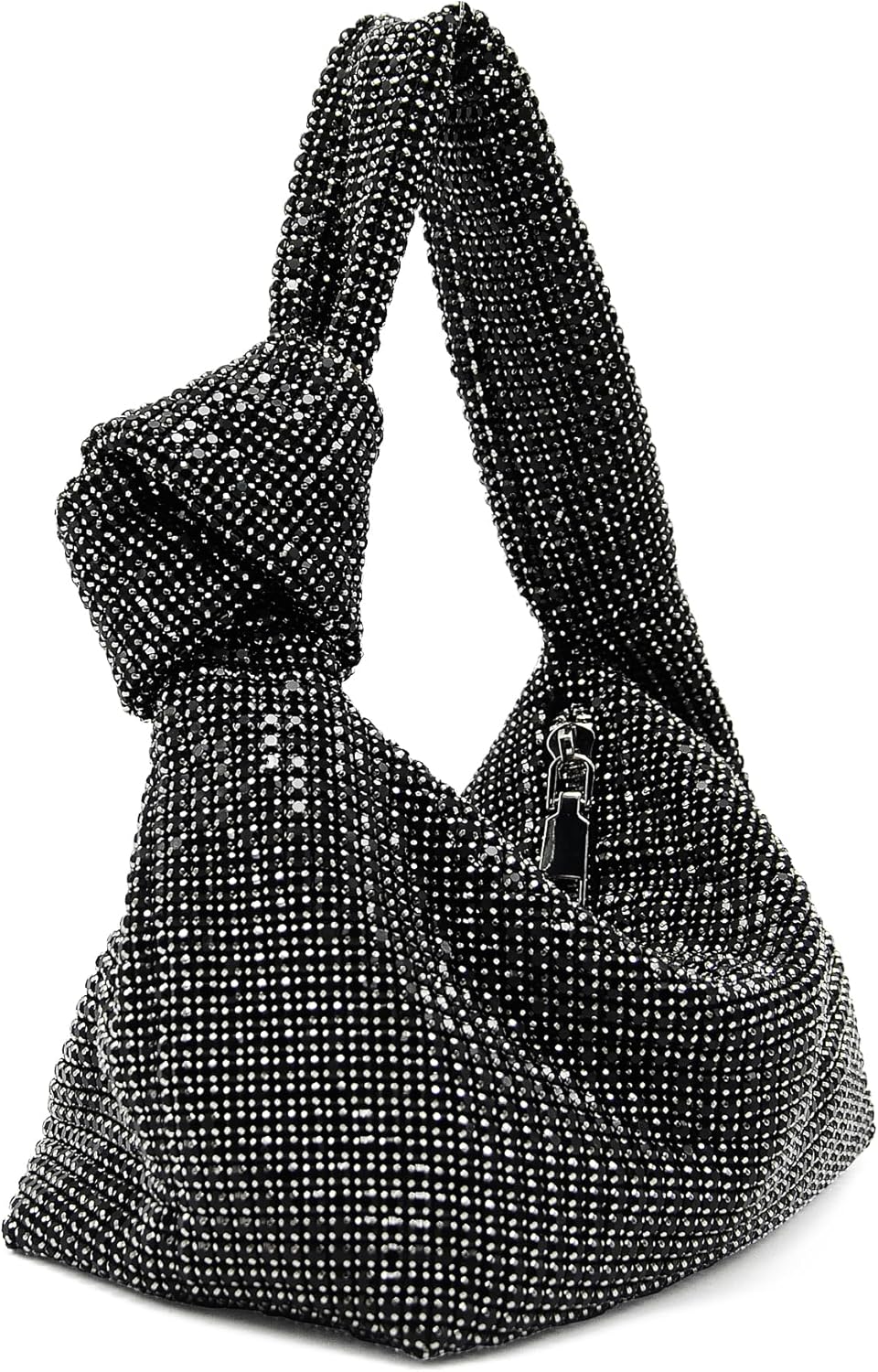 Miuco Women Knotted Handbag Sparkly Rhinestone Hobo Dumpling Bag Diamond Glitter Evening Clutch Purse - Image 3