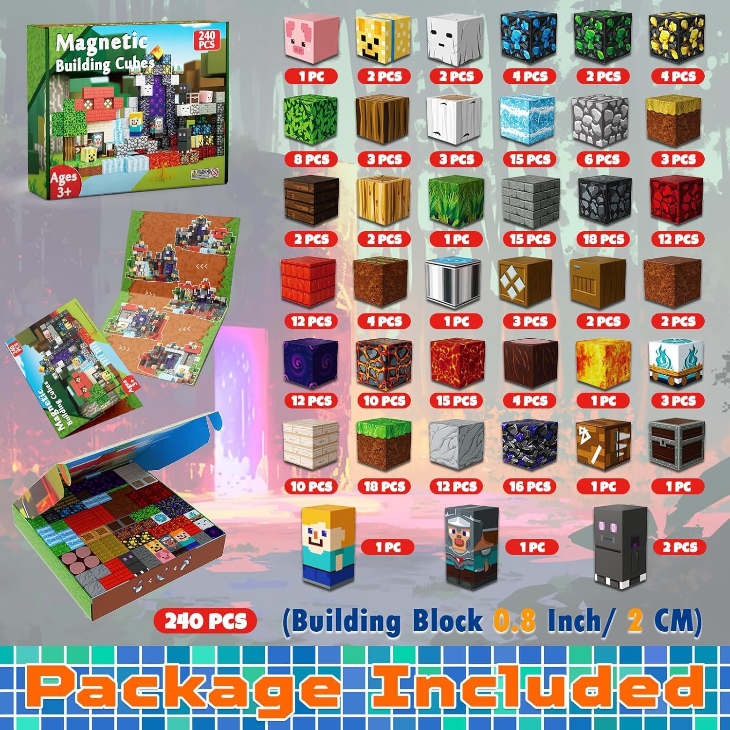 Annexfun 240 Costruzioni Magnetiche Avventura Magica nel Tempo - Set da Costruzione per Bambini con Cavalieri, Fantasmi e Fiume Incantato | Giocattolo Educativo per Bambini dai 4 Anni
