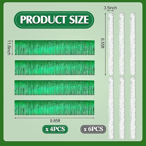 Miniatura 2 de 10 piezas de decoraciones flotantes para el desfile del día de San Patricio, incluyendo 4 cortinas de flecos metálicos de 10 pies, 6 guirnaldas de