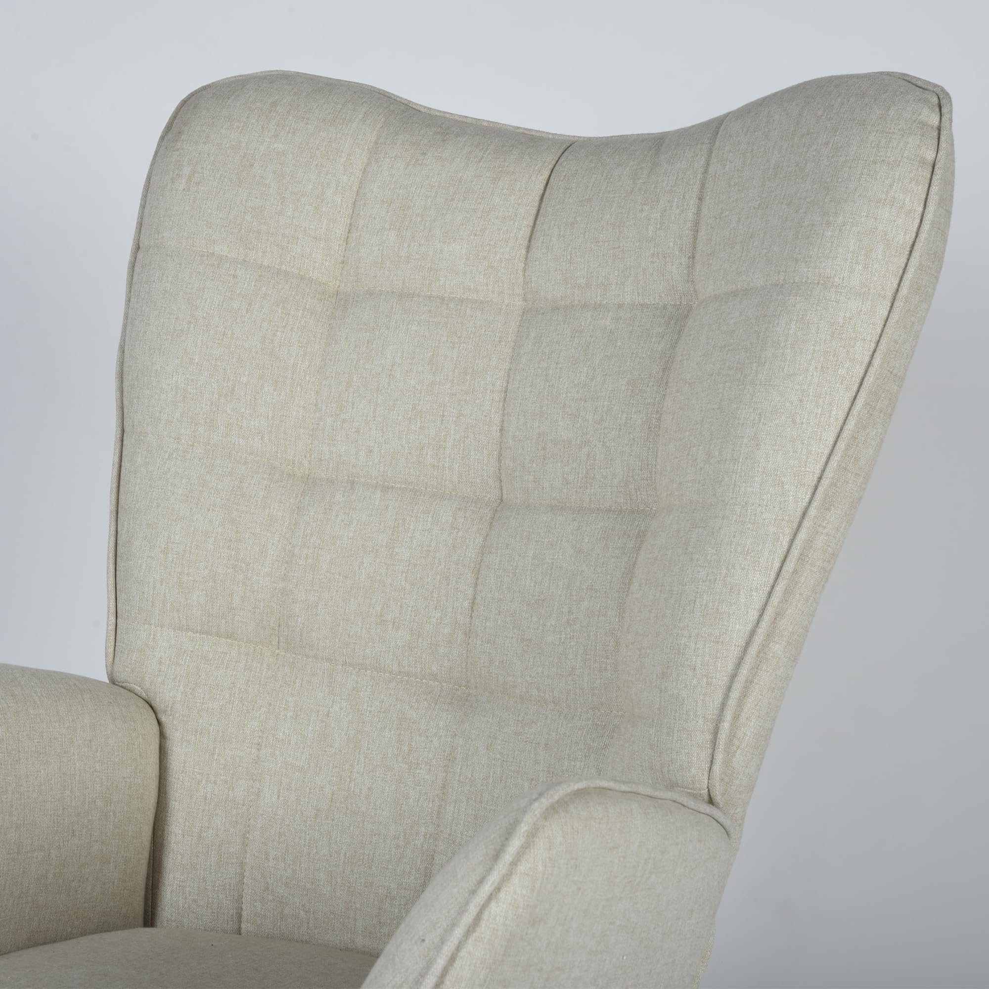 MEUBLE COSY Poltrona Relax, Sedia a Dondolo Confortevole in Tessuto con Gambe in Legno e Metallo per Soggiorno