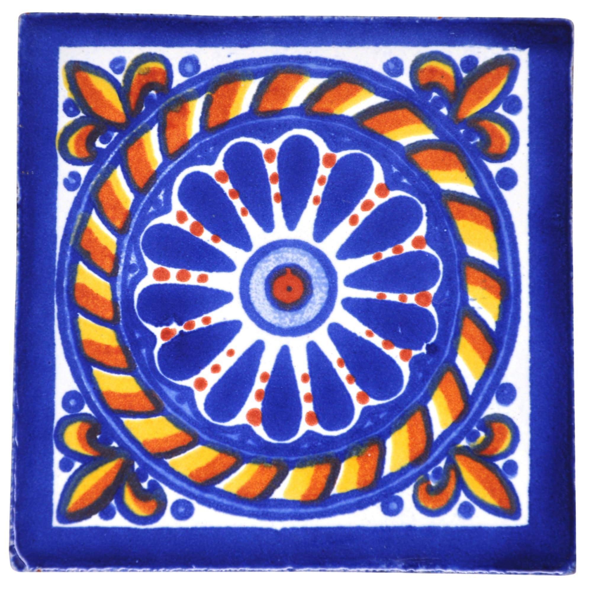 Tumia Lac Red Handmade Mexican Talavera Tile - Authentic Style Nesto Ceramic Tiles For Crafts, Backsplashes And Home Improvement - Individual Tile