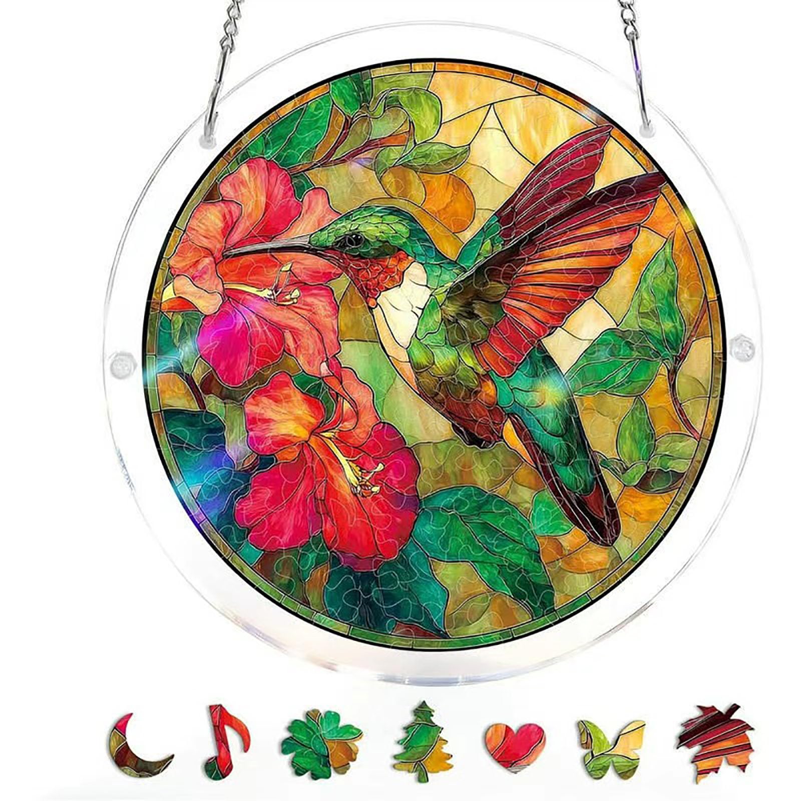 vrfvsdasAAS Window pendant, Acrylic Jigsaw Puzzle Suncatcher 83 Pieces，Acrylic Puzzles Window Hanging(Hummingbird,2l(8.9 * 8.9ln))
