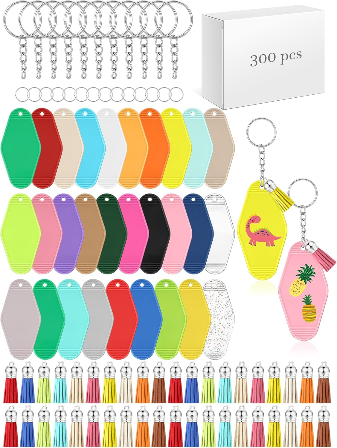 Barydat 300 Pcs Colorful Hotel Keychains Bulk Including 100