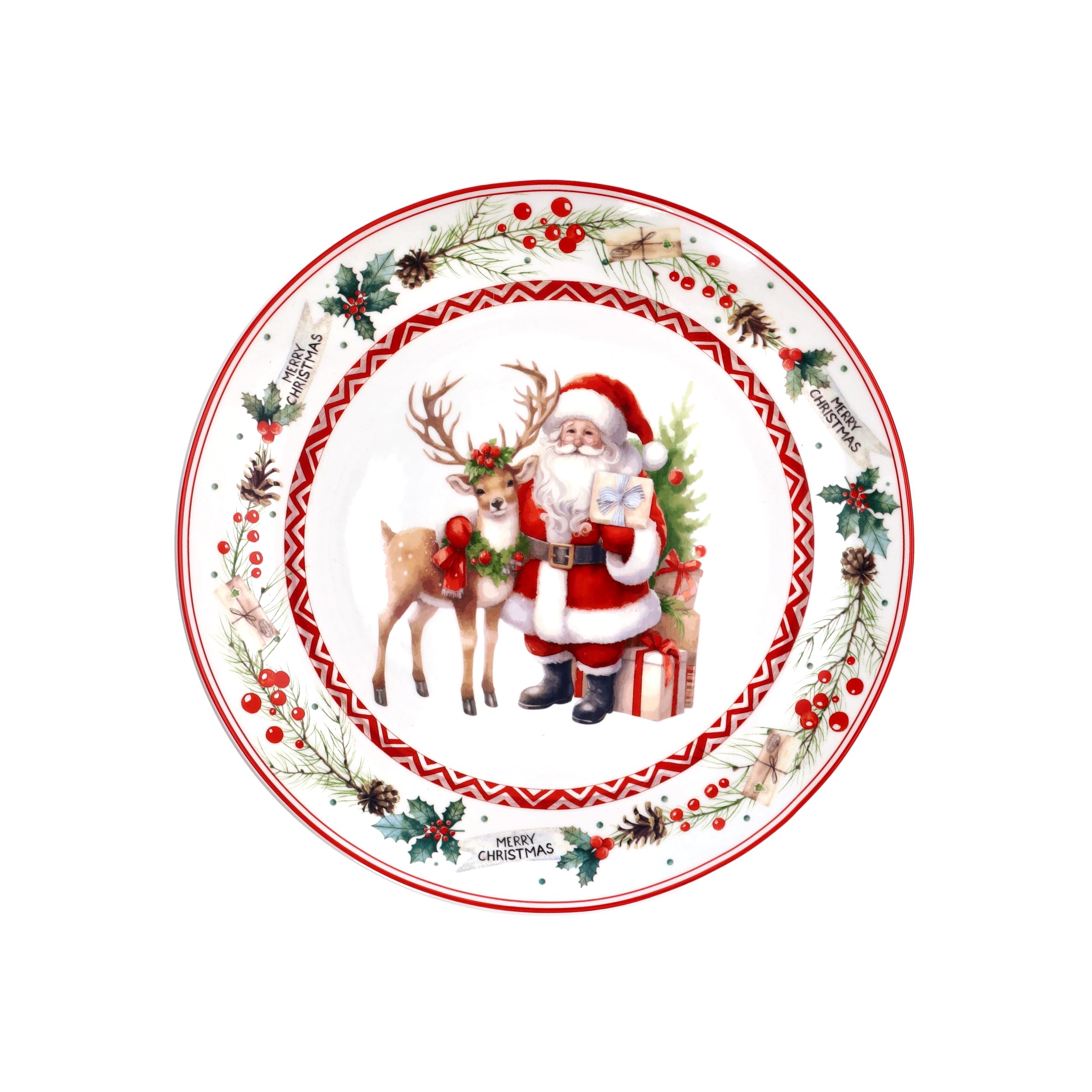 Tognana, Assiette Panettone 30 cm Santa Claus, Porcelaine, Multicolore
