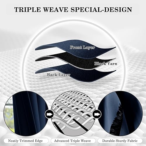 Miniatura 4 de Macochico Cortinas opacas para puerta corrediza con aislamiento térmico, cortinas insonorizadas con bloqueo de luz, tratamiento de ventana para