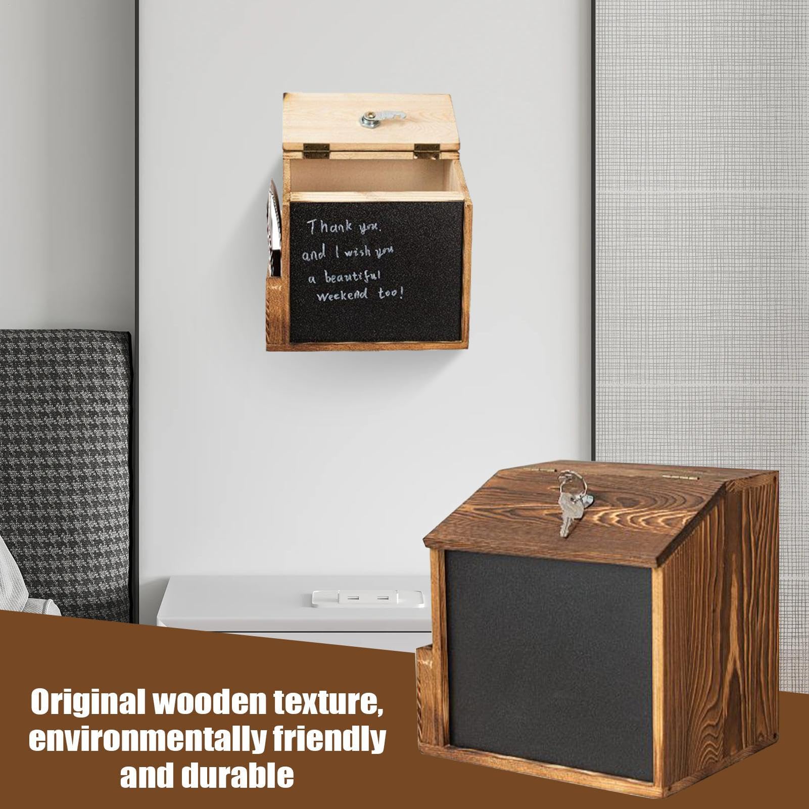 Wahlurne Mit | Retro Losboxen | Holz Retro Wandkasten Mit Schreibtafel Für Spendensammlung Kirche Verlosung Briefe Gemeinde Charity Events