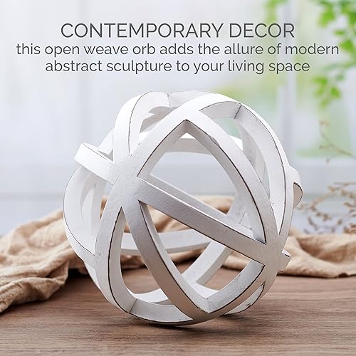 Miniatura 4 de Elements Orbe decorativo de la armadura abierta del MDF blanco de 7,68 pulgadas