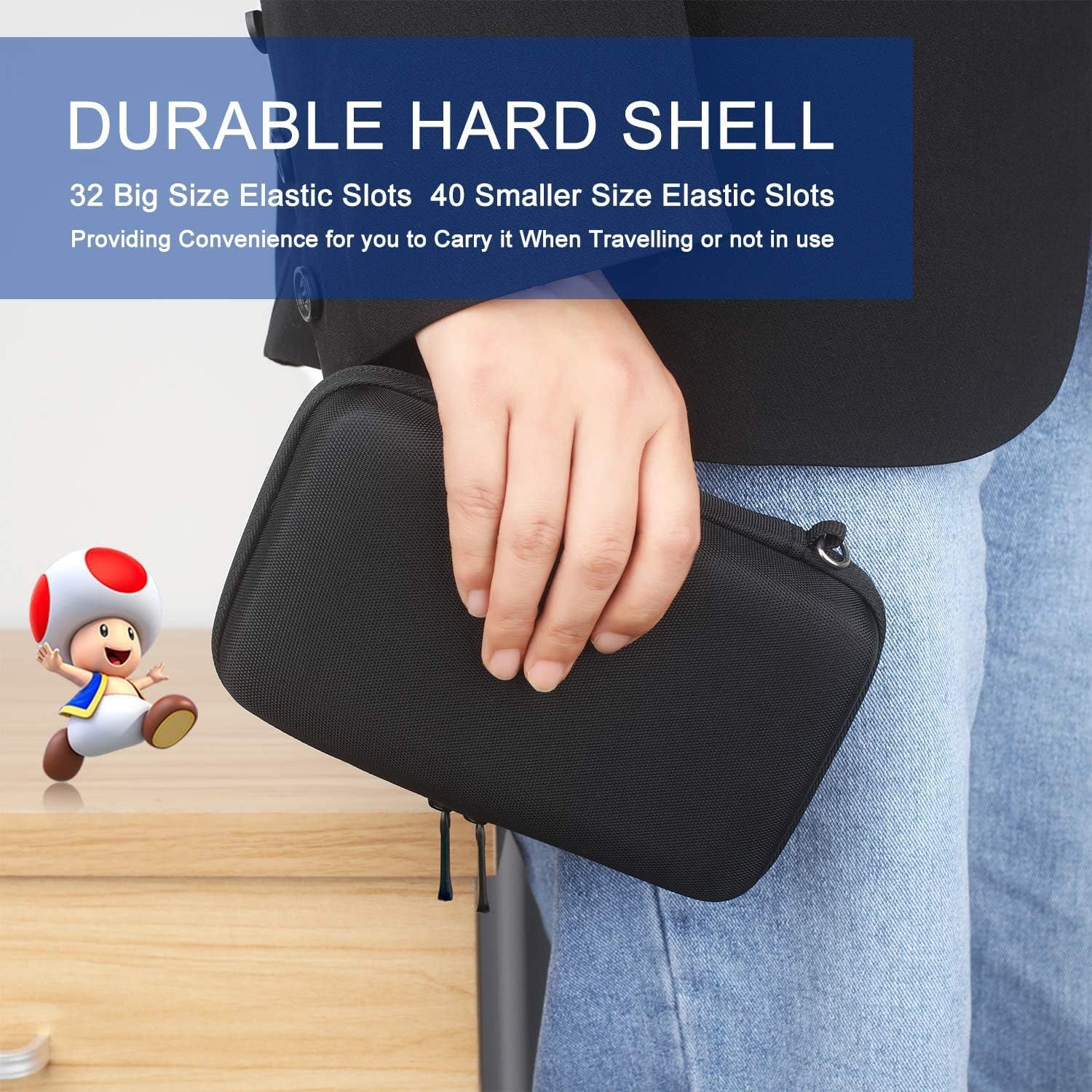 momen Switch Game Case for Nintendo Switch Cartridges 72 in 1 Game Slots Protective Hard Storage Carrying Organizer Holders Bag for Nintendo 3DS/2DS DS PS Vita Micro SD Memory Cards (Black)