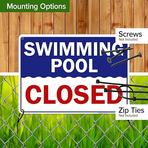 Miniatura 5 de Letrero cerrado para piscina, 10 x 14 pulgadas, HDPE de 55 mil de grosor (polietileno de alta densidad), fabricado en Estados Unidos por My Sign
