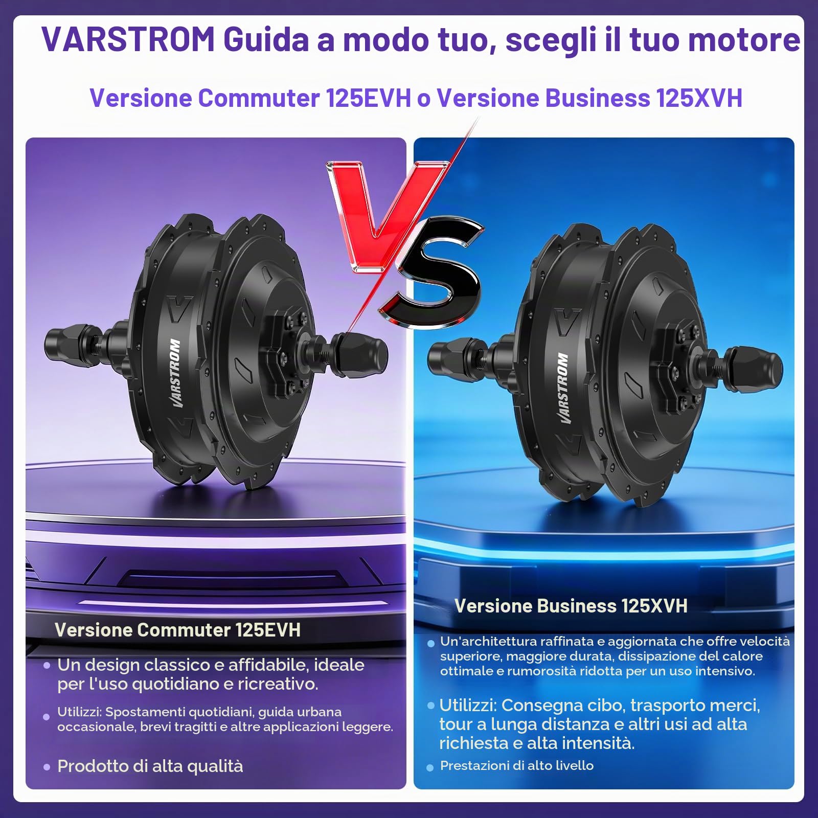 48V Kit Conversione Bici Elettrica Anteriore Posteriore 26 27,5 29 Pollici | 125EVH 125XVH Mozzo 20 700C Kit di Conversione Bici Elettrica Con Batteria E Display Opt - Motore Per Cassetta Mountain Bike