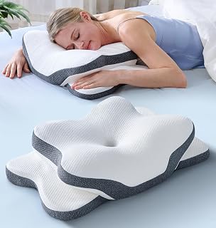 5X Pain Relief Cervical Neck Pillow for Neck Support, Ergonomic Cooling Side Sleeper Pillow for Sleeping, Odorless Contour Memory Foam Pillows, Orthopedic Bed Pillow for Side Back Stomach Sleeper - Amazon product rated Grade A