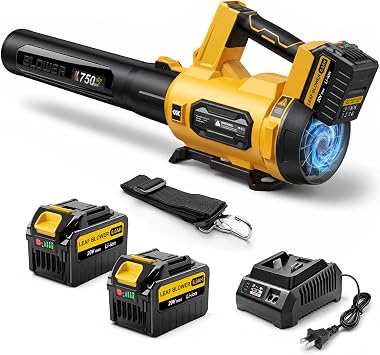 LOSART 750CFM Leaf Blower Cordless with 2x6.0Ah Batteries, Brushless Motor