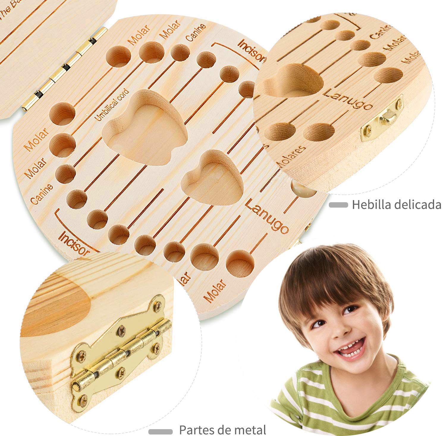 Scatola Per Denti Da Latte In Legno - Versione Ragazzi Con Disegni | Ricordo Personalizzato Per Bambini - Foto 2