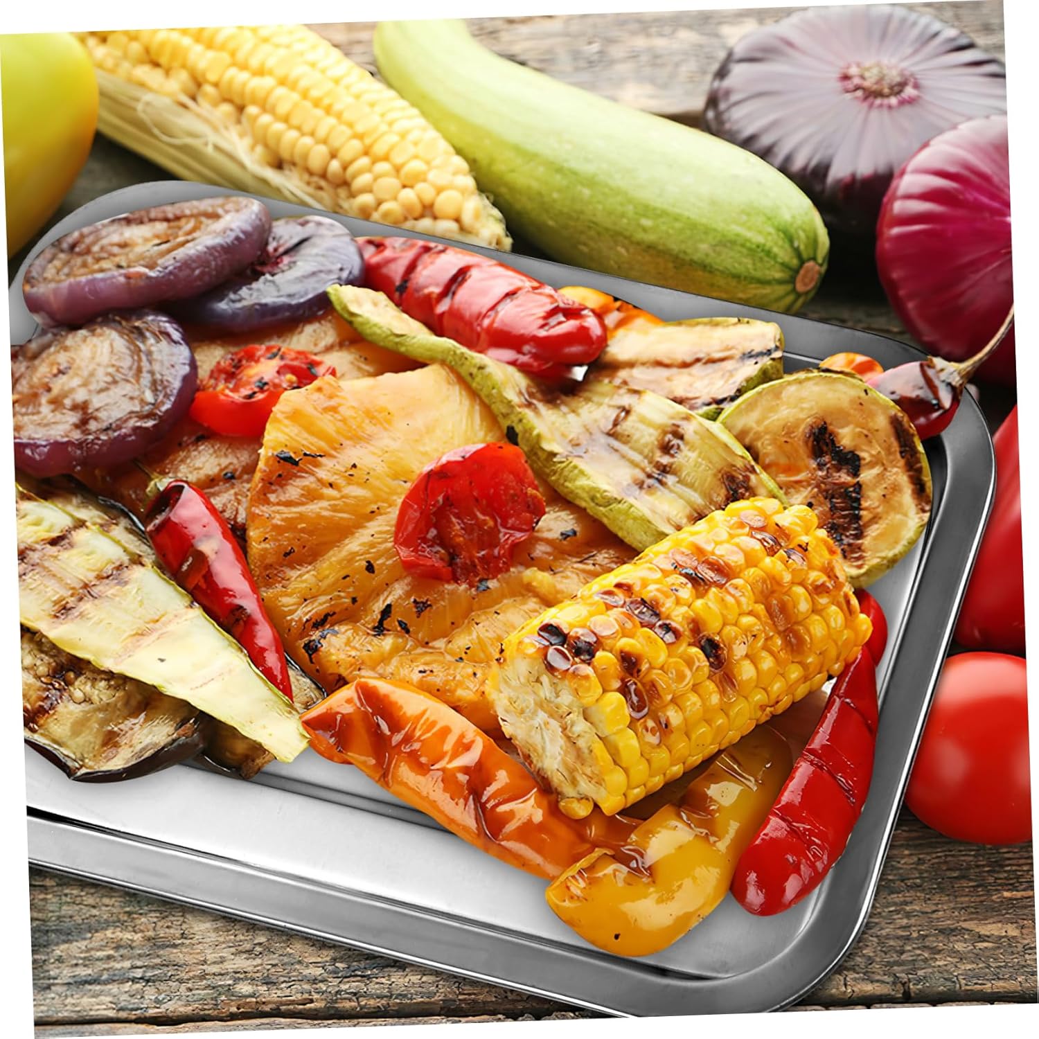 MAGICLULU 10pcs Microwave Baking Pans Non-toxic Stainless Steel Cookie Sheet Trays for Oven