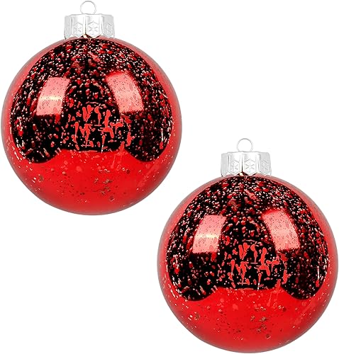 Sunshine - 2 adornos de bolas de Navidad grandes y brillantes de 6 pulgadas, adornos gigantes para árbol de Navidad, decoraciones para vacaciones,