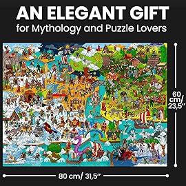 QUOKKA 1000 Piece Puzzle for Adults Norse Gods - Adult Puzzles with Secret Tasks & Immersive Audio Story of Ancient Myths and Legends for Deep Relaxation for Challenge Puzzle Lovers