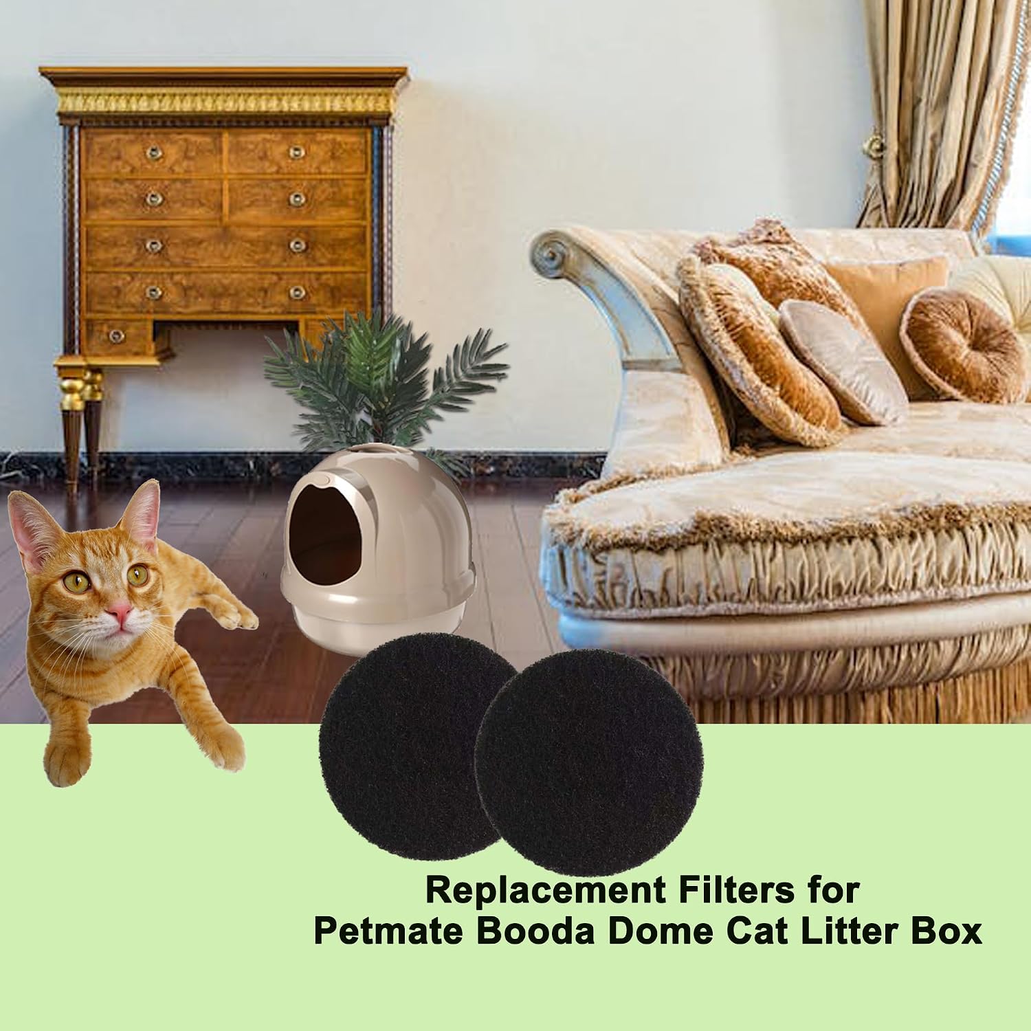 8 Pack Activated Charcoal Filters Compatible with Petmate Booda Dome Cat Litter Box Replacment Charcoal Filter Mat