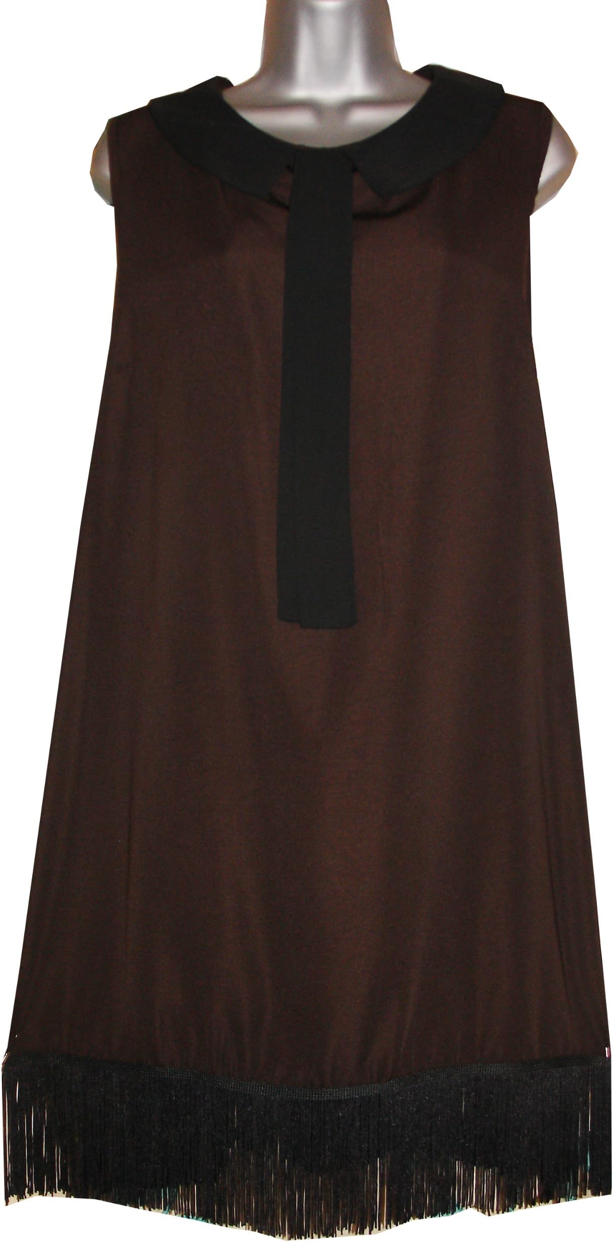 Plus Size Fringe Sleeveless Peter PAN Collar Tunic/Dress