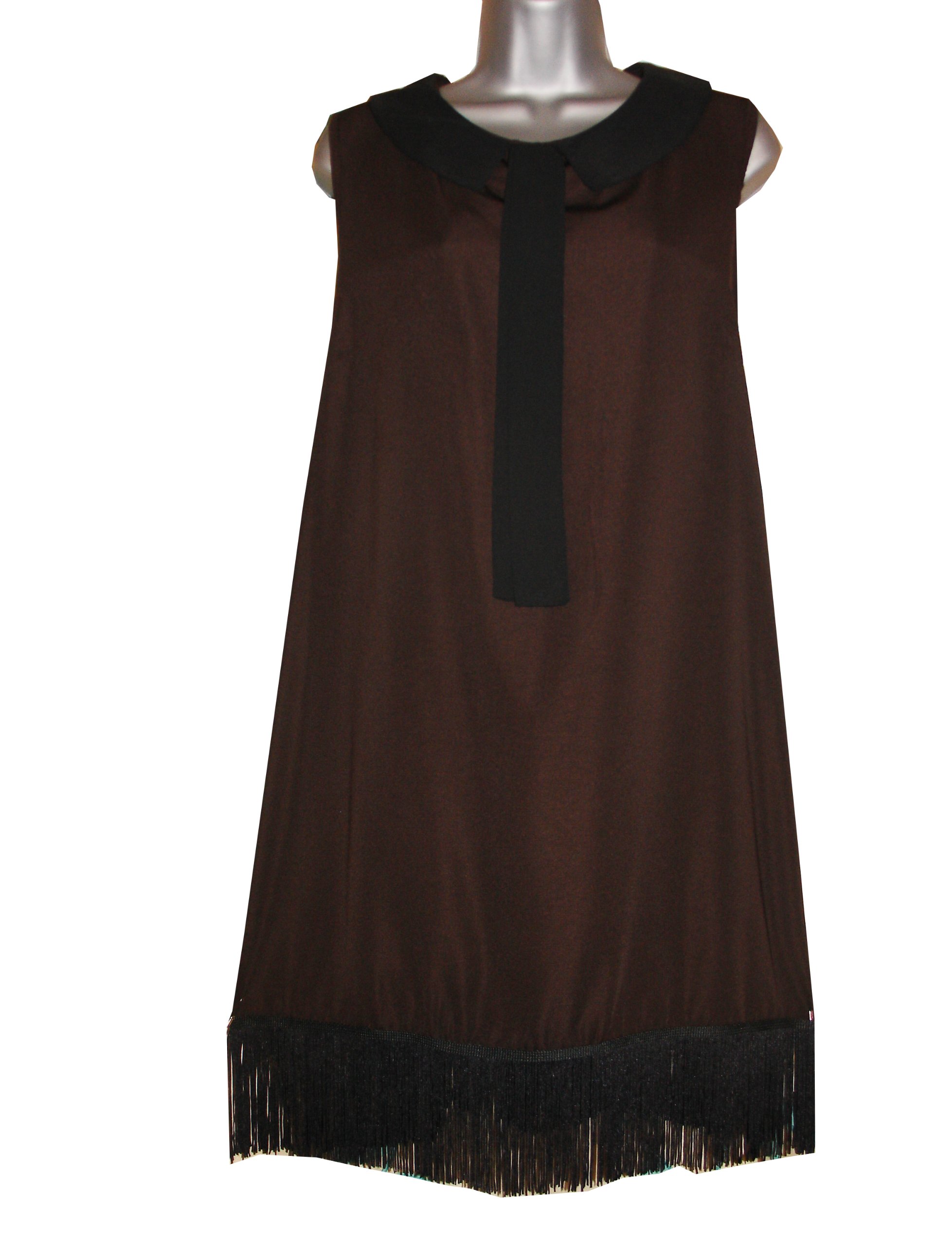 Plus Size Fringe Sleeveless Peter PAN Collar Tunic/Dress