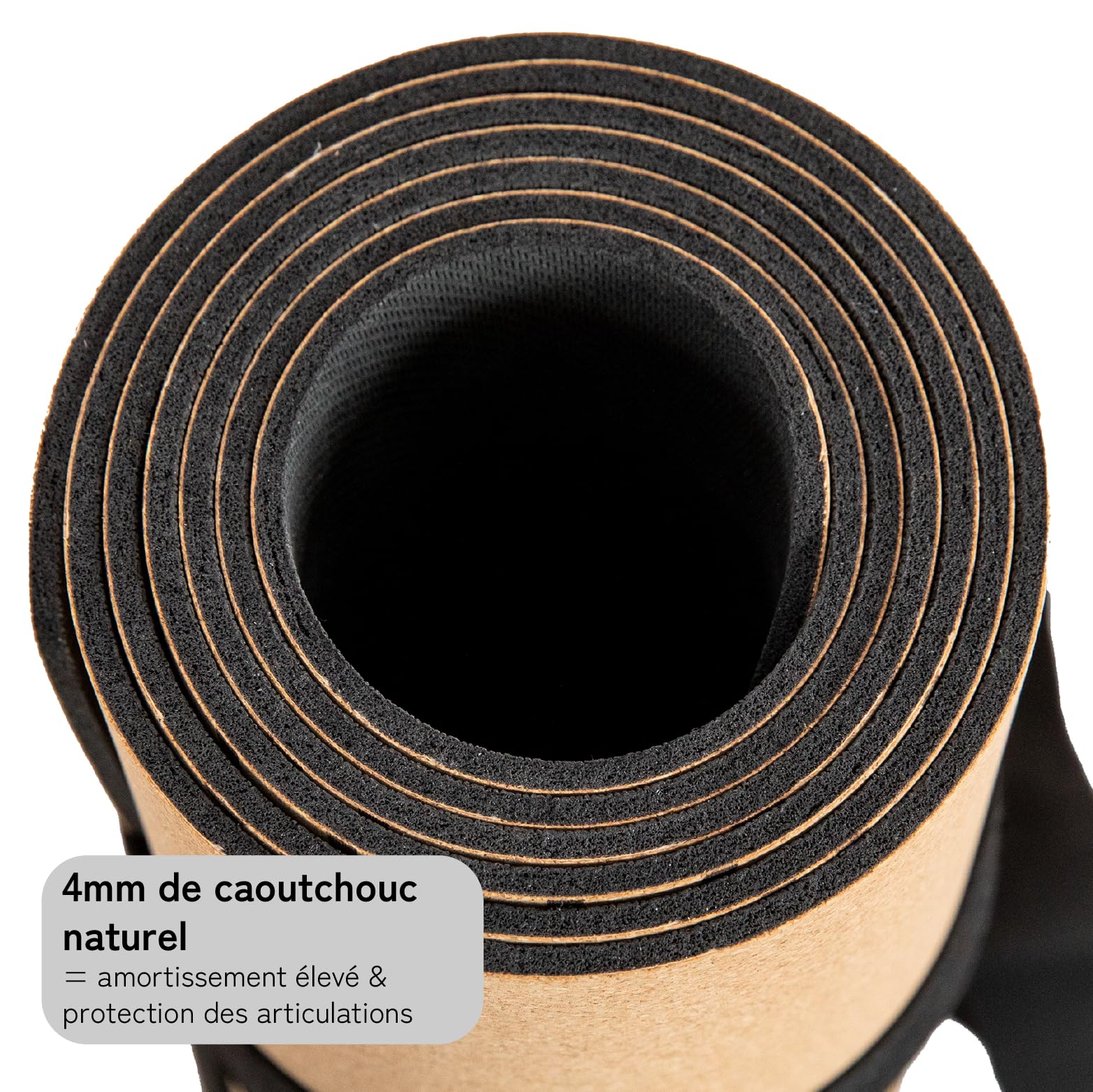 Tapis de yoga en liège antidérapant de qualité supérieure: caoutchouc naturel et liège | 100% naturel et durable | 183 x 66 x 0,4cm | Sangle de transport incluse | Tapis de yoga antidérapant