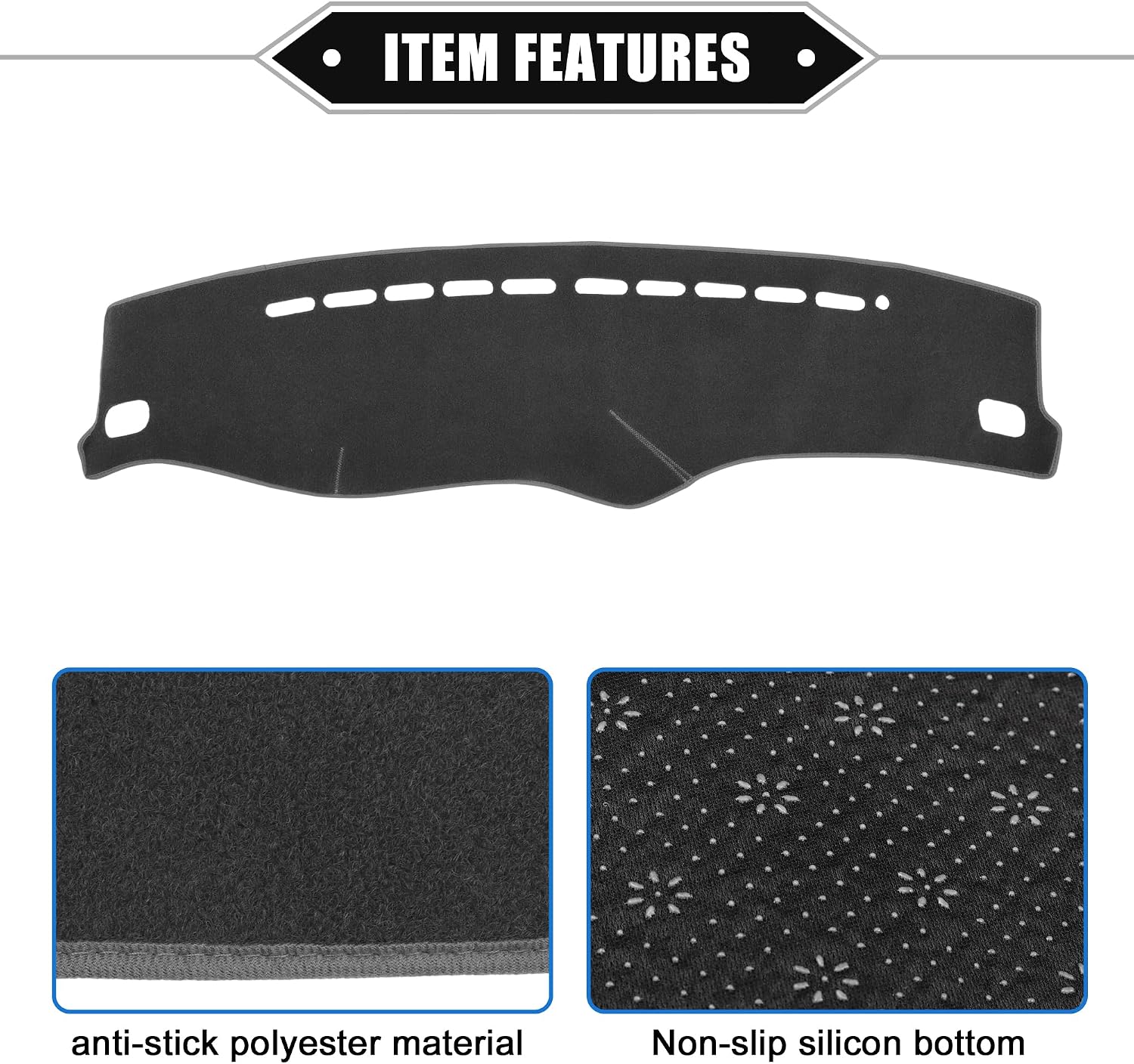 Car Dashboard Cover Compatible for Hyundai Elantra 2001-2006, Protective Polyester Gray Center Console Interior Trim Dash Cover Mat