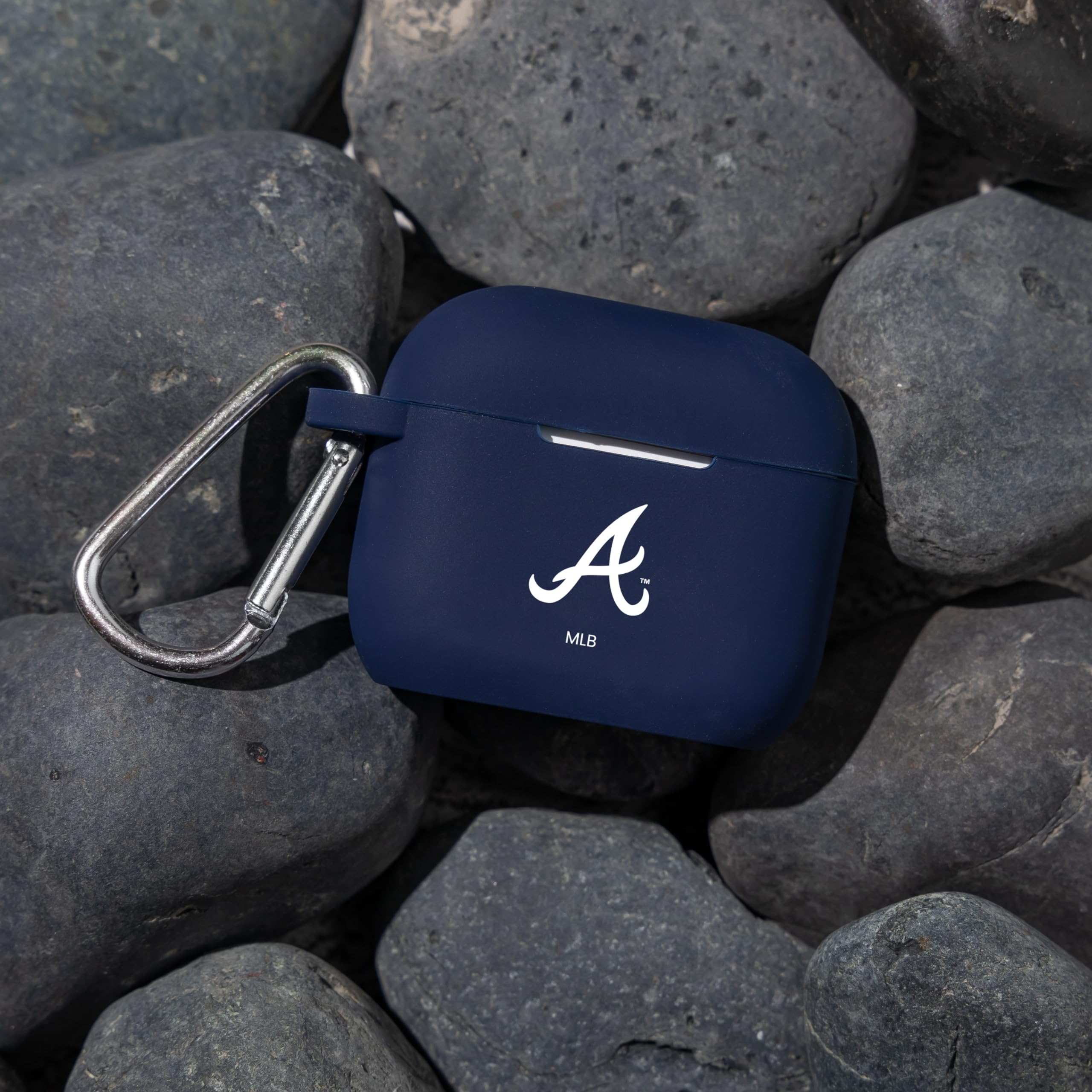 GAME TIME Atlanta Braves Silicone Case Cover Compatible with Apple AirPods Generation 3 Battery Case (Navy)