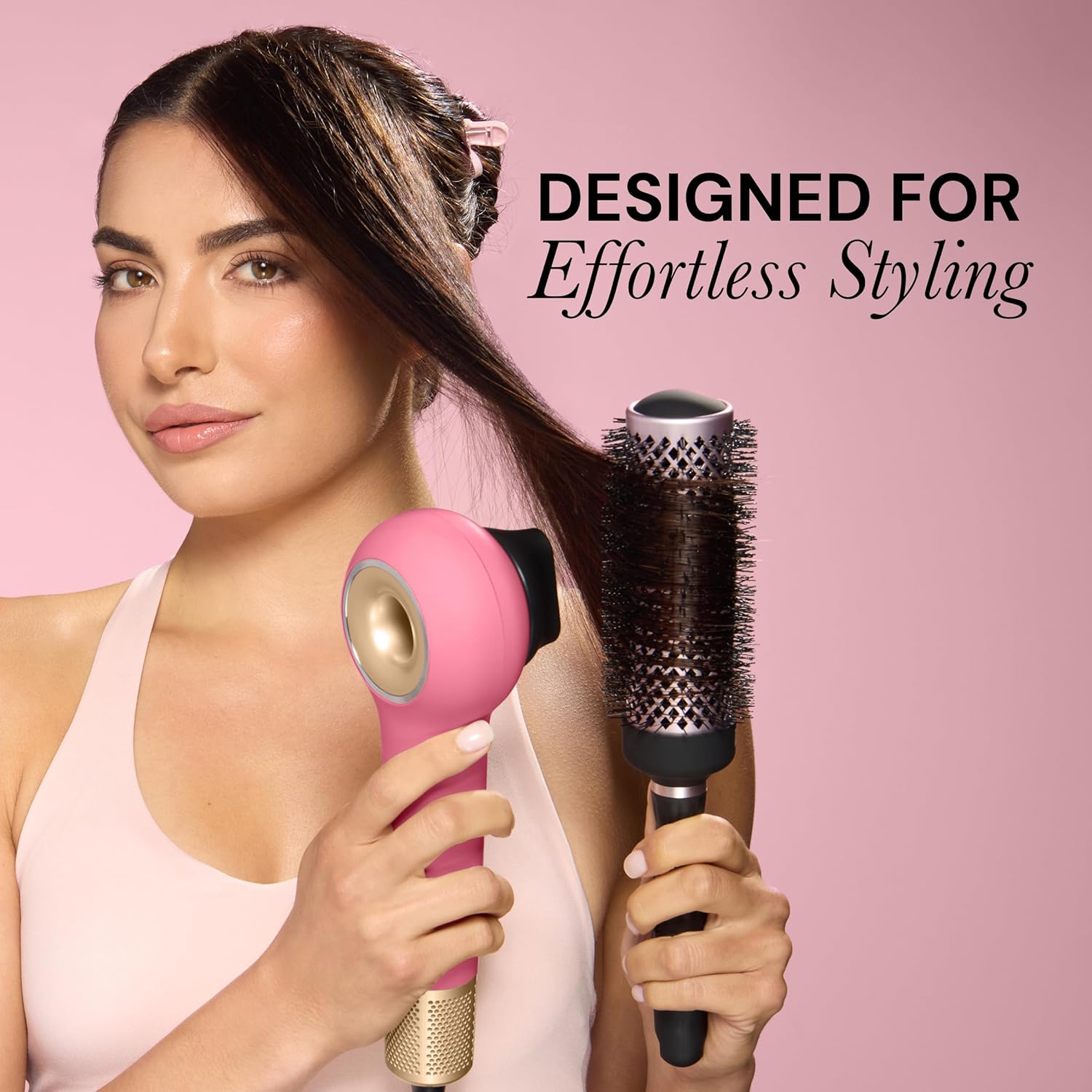 L’ANGE HAIR Axia HaloRing Ionic Hair Dryer | High Speed Professional Blow Dryer for Smooth, Frizz-Free Styles | Lightweight Brushless Motor with Concentrator & Wall Mount | 4 Heat Settings | Rose Gold