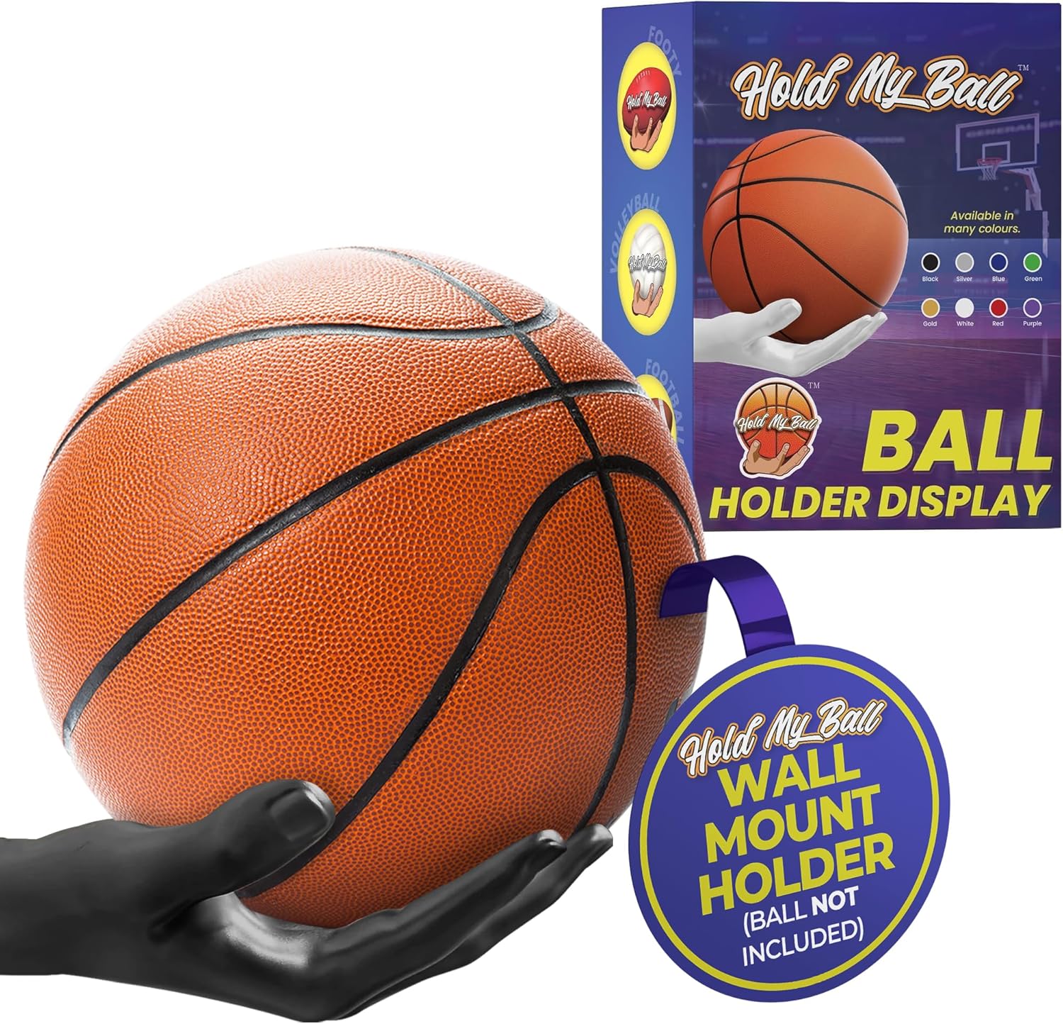 Hold My Ball Hand Sculpted Basketball Ball Wall Mount Holder Large