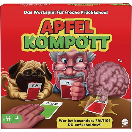 Mattel Games GTJ54 - Apfelkompott Kartenspiel, verrücktes Partyspiel ab 12 Jahren, 4-10 Spieler