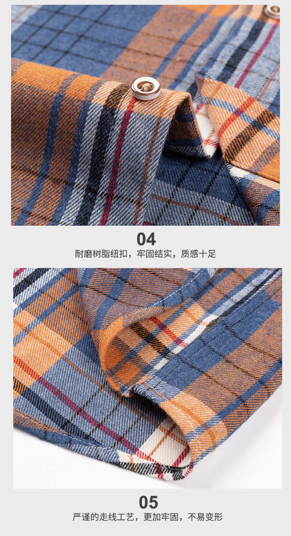 HGJH Herren Thermohemd, Herren Langarm Flanellhemd Thermohemd Schottenkaro Hemd Button-Down Baumwolle Großvaterhemd Bequemes Henry Hemd Lässiges Arbeitshemd Für Herren Jungen