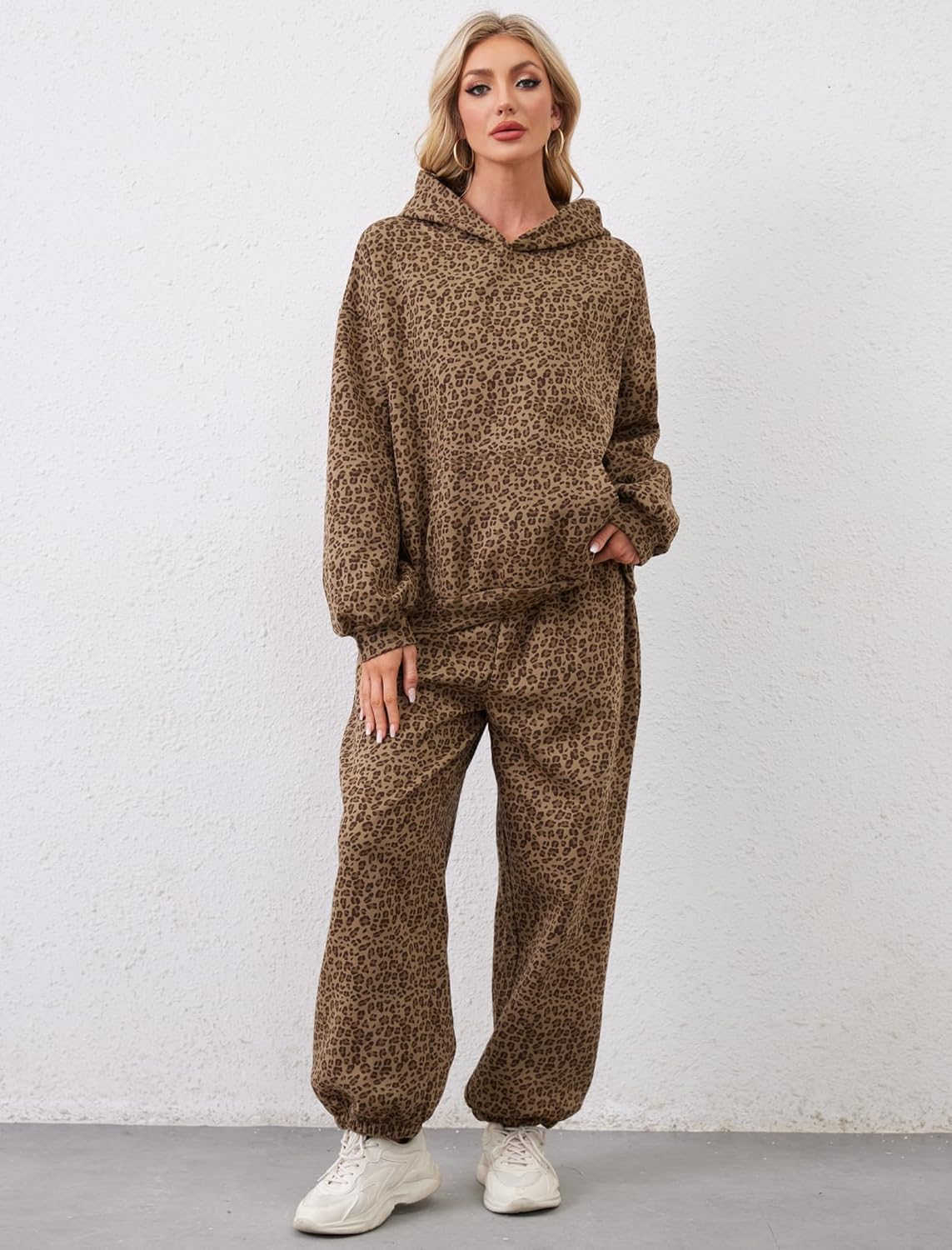 Camo Sweatsuits for Women Set 2 Piece Camo Hoodies Maple Leaf Print Oversized Sweatshirt Lounge Sets Fall Outfits - Image 3