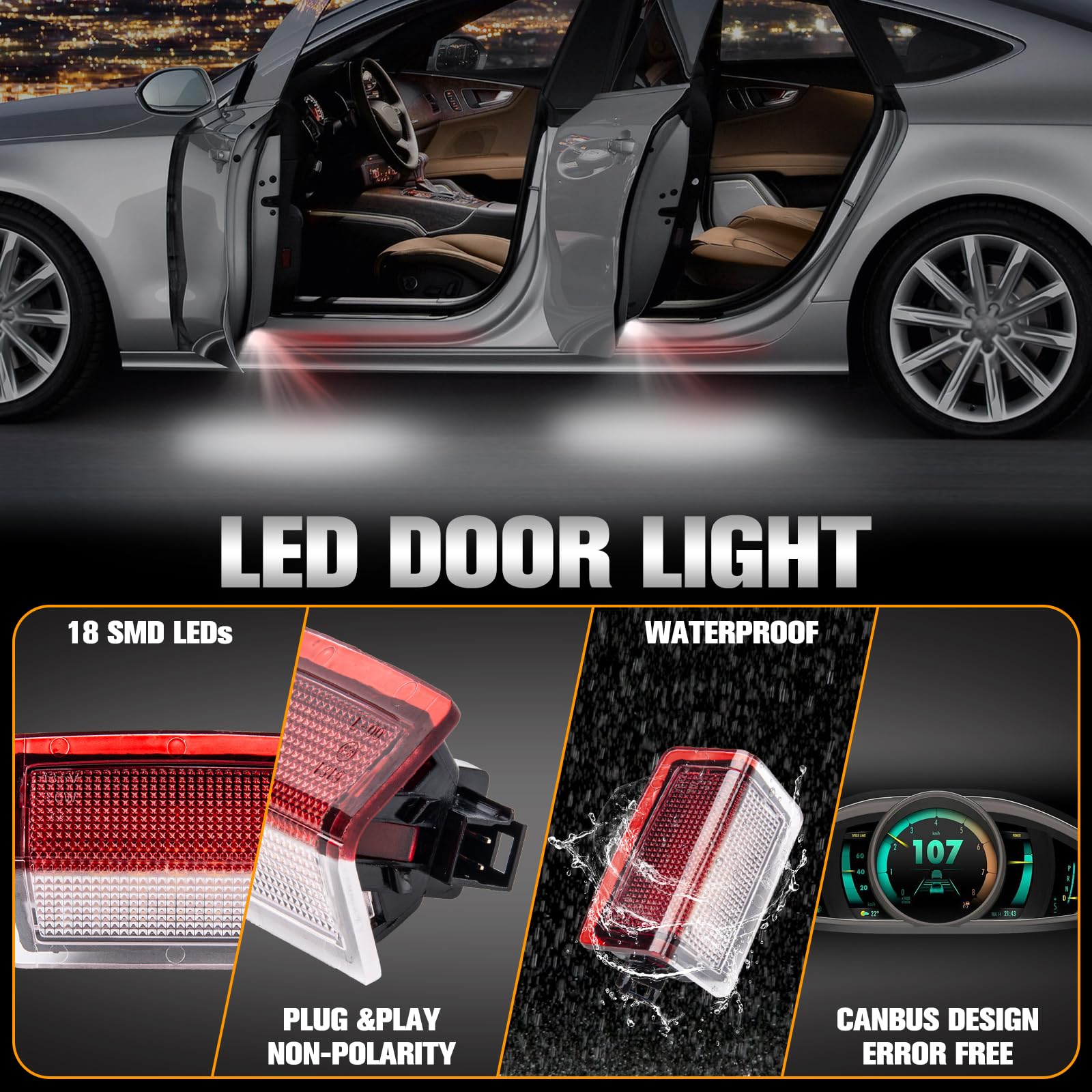 Illuminazione interna a LED, illuminazione d'ingresso per A W176 B W246 C Coupe Class W205 W212 W166 X164 GLC GLE GLS GLA, bianco