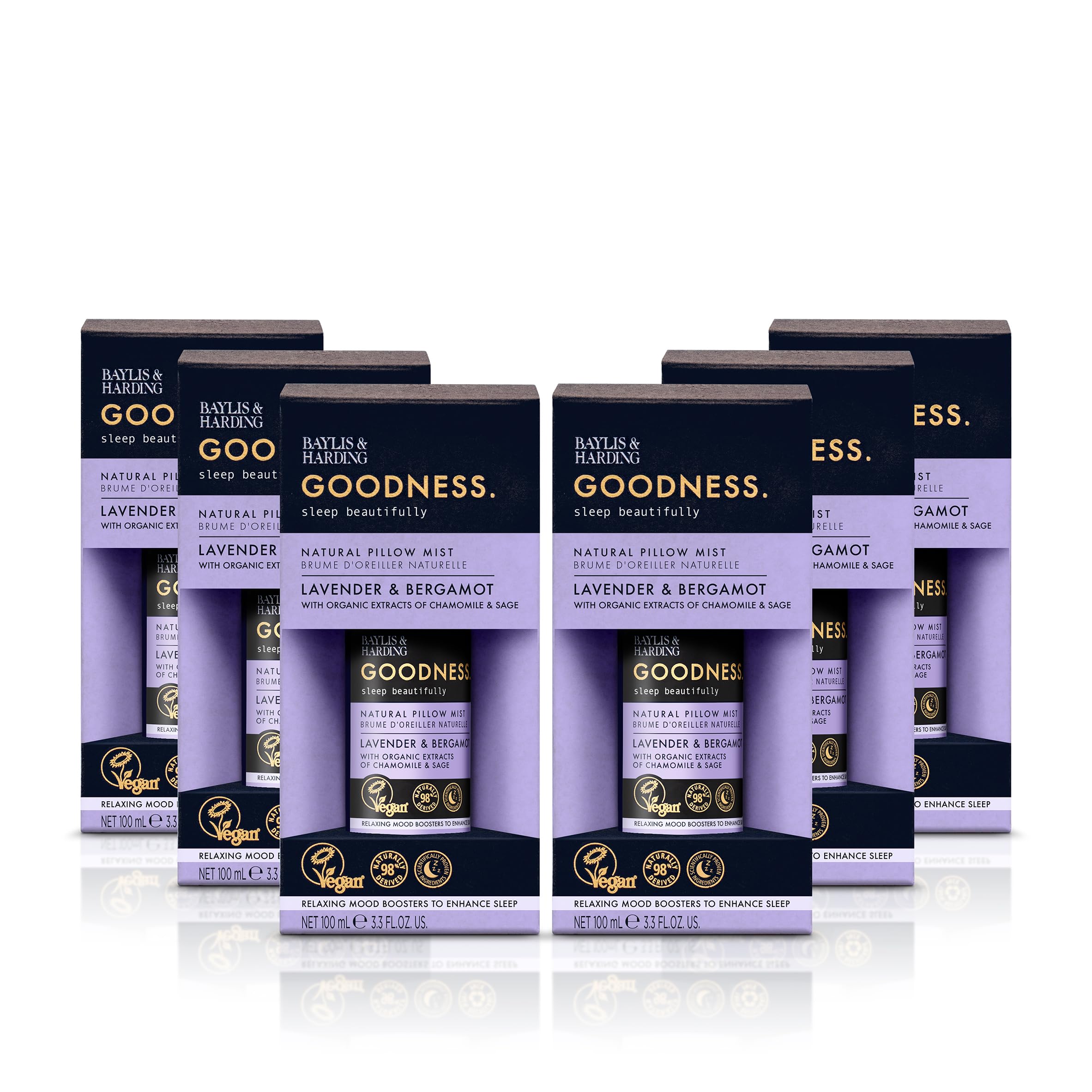 Goodness Sleep Lavender & Bergamot Sleep Pillow Mist, 100ml (Pack of 6) - Vegan Friendly