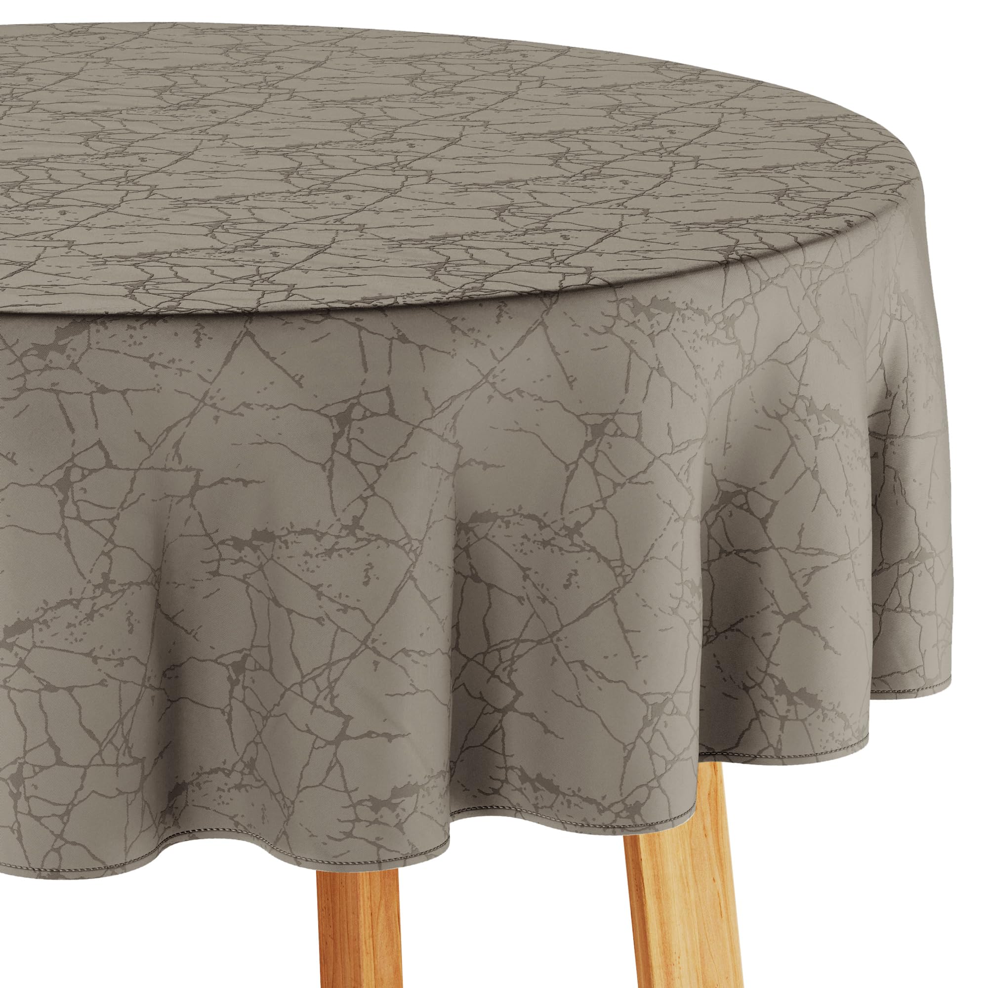 Tischdecke 140x200 cm oval Beige Abwaschbar Für Indoor Outdoor Marmormuster Manil