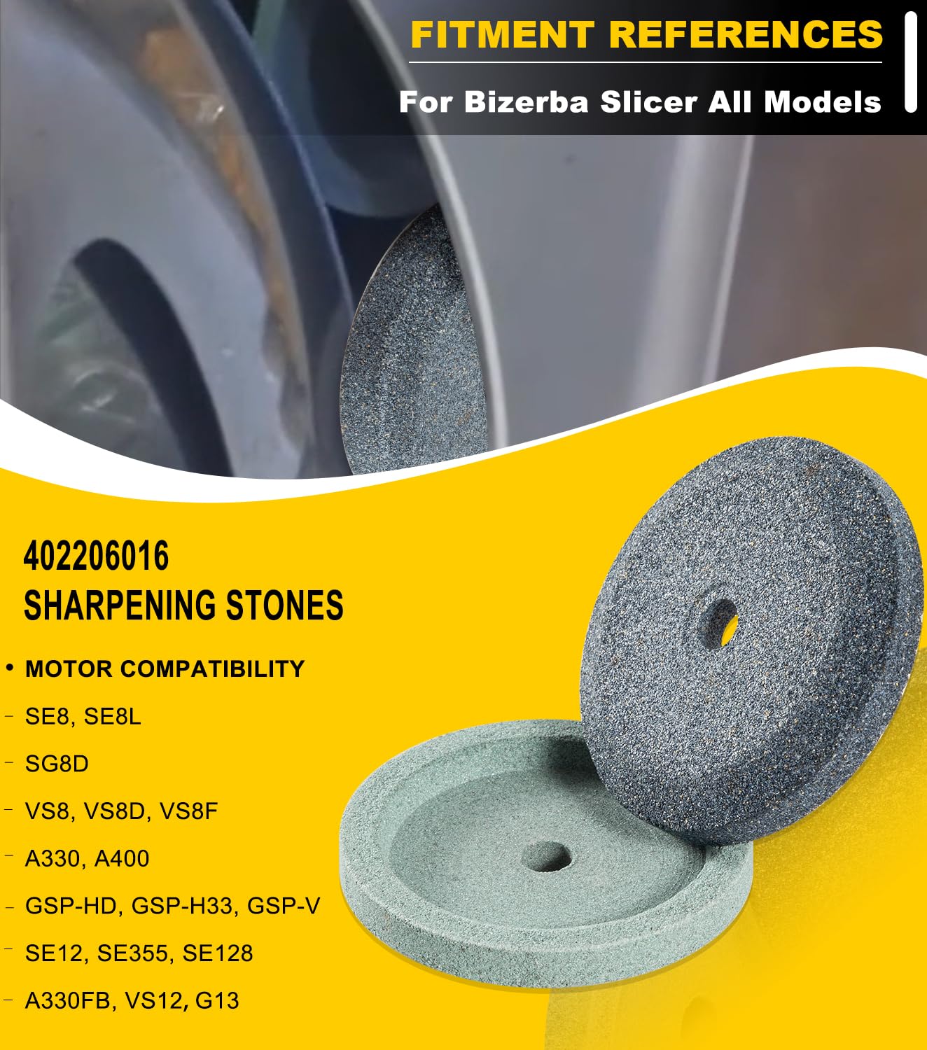 Lot de pierres à aiguiser pour BIZERBA, compatible avec trancheuse Bizerba tous les modèles SE8, SE8L, SG8D, VS8, VS8D, VS8F, A330, A400, GSP, SE12, G13, SE355, SE128, A330FB, VS12