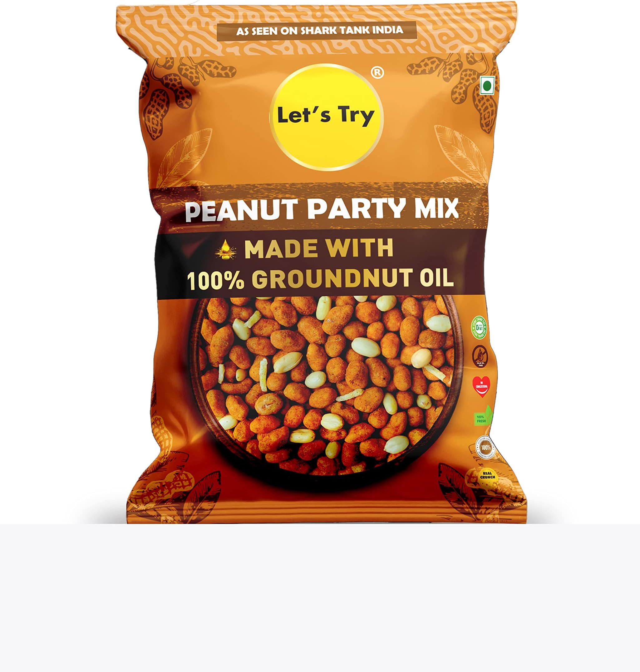 Let's Try Peanut Party Mix | Made with 100% Groundnut Oil | No Palm Oil | No Additives & Preservatives | Trans Fat and Cholesterol Free | 100% Natural Indian Authentic Taste | 200g
