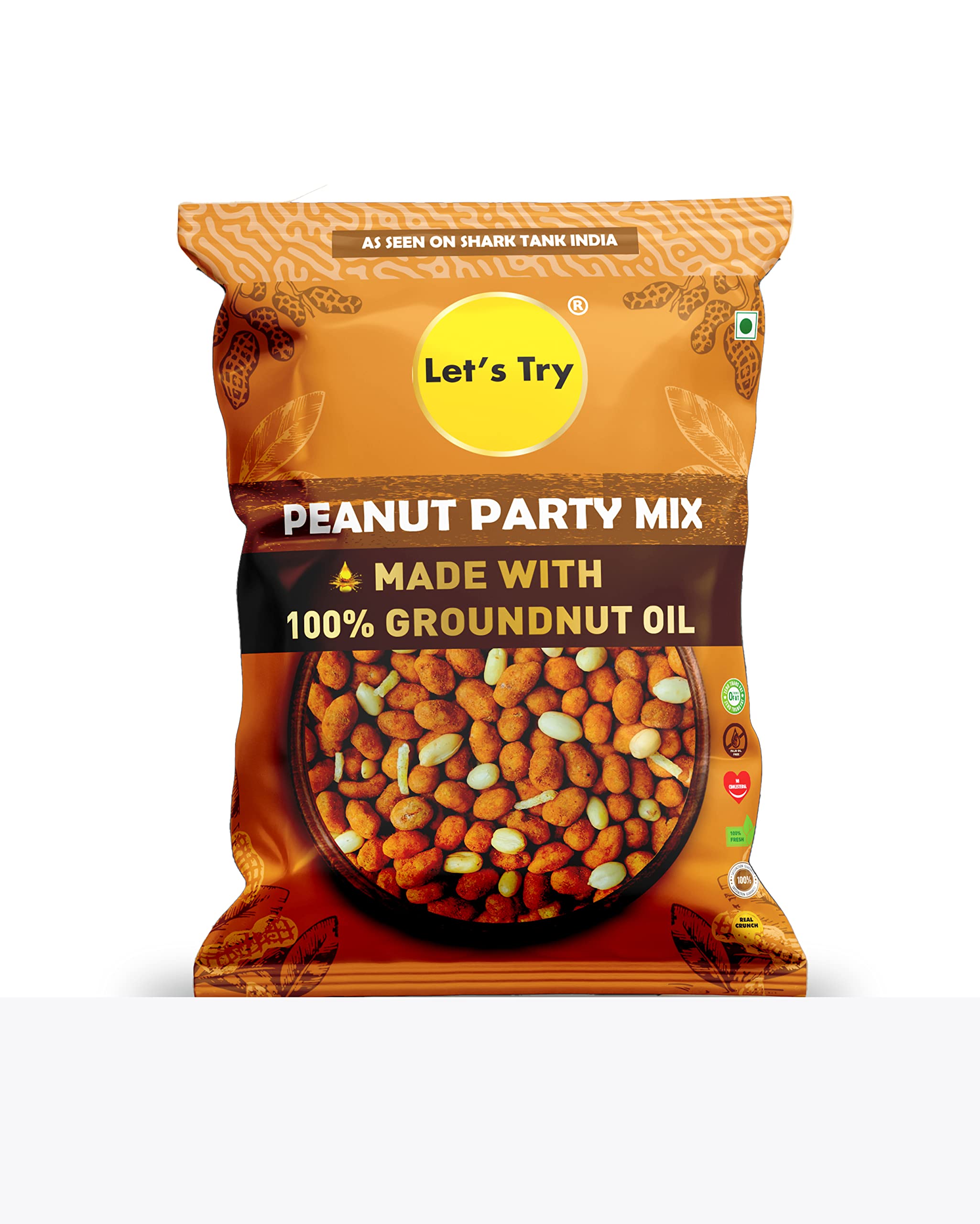 Let's Try Peanut Party Mix | Made with 100% Groundnut Oil | No Palm Oil | No Additives & Preservatives | Trans Fat and Cholesterol Free | 100% Natural Indian Authentic Taste | 200g
